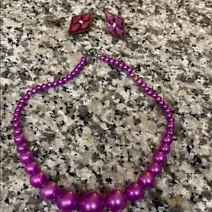 Elegant Purple Beaded Necklace and Earring Set